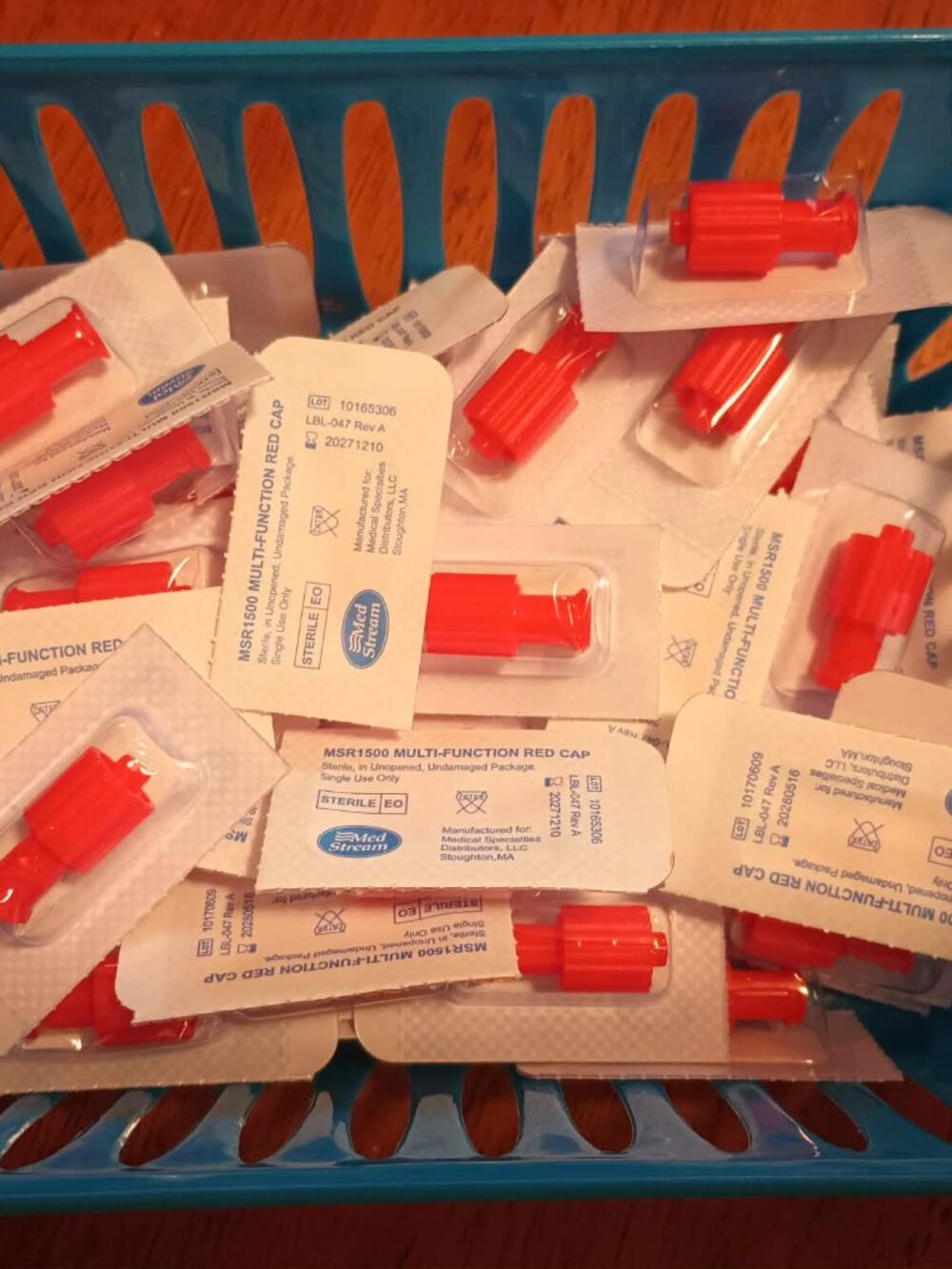 Lot of 50 MSR 1500 Multi-Function Red Caps NEW SEALED STERILE